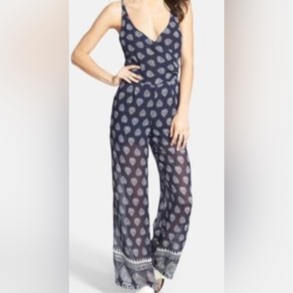 Like Mynded Navy Reef Paisley Jumpsuit